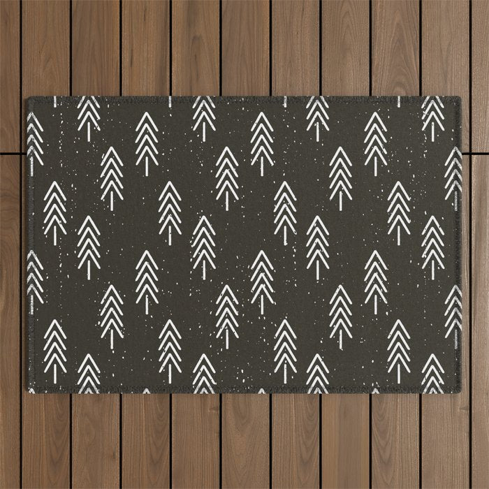 Pine Trees . Charcoal Outdoor Rug Gallery Image 1