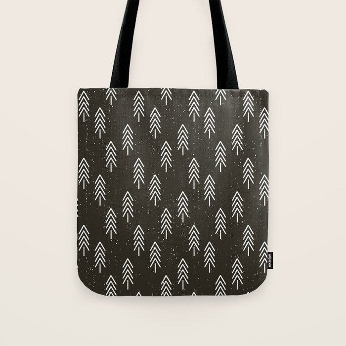 Pine Trees . Charcoal Tote Bag Gallery Image 1