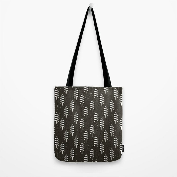 Pine Trees . Charcoal Tote Bag Gallery Image 2