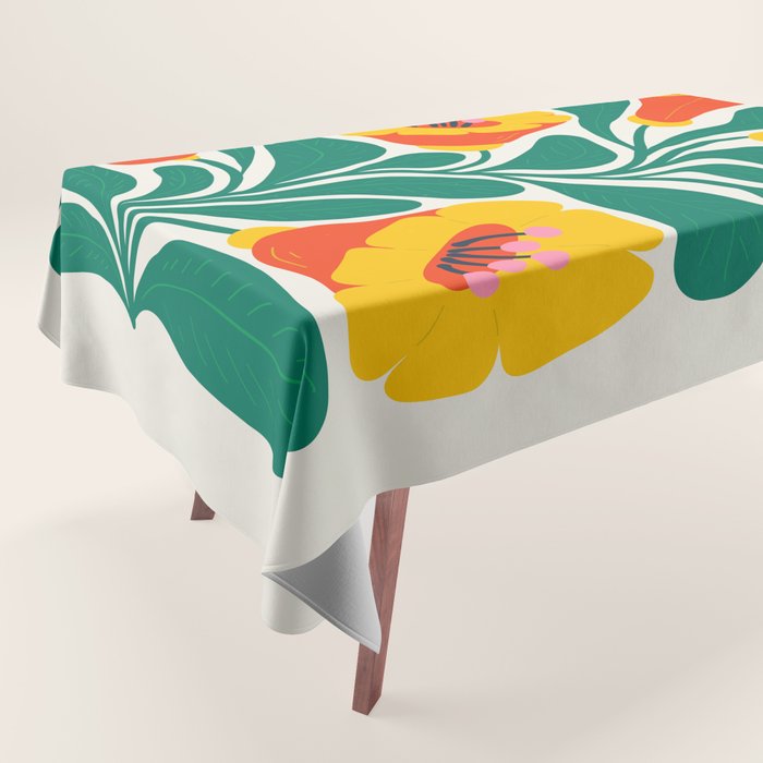 Orioles & Golden Poppy: Les Fleurs | Flower Market 04 | Spring Summer 23 Tablecloth Gallery Image 1