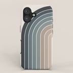 Gradient Arch XXVIII Earthy Blue Mid Century Modern Rainbow iPhone Case Gallery Image 1
