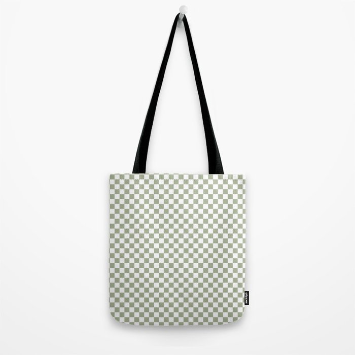 Miniature Check Pattern in Sage Green and White Tote Bag Gallery Image 2