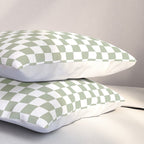 Miniature Check Pattern in Sage Green and White Pillow Sham Gallery Image 3