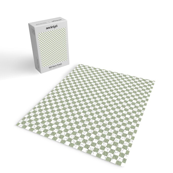 Miniature Check Pattern in Sage Green and White Jigsaw Puzzle Gallery Image 2