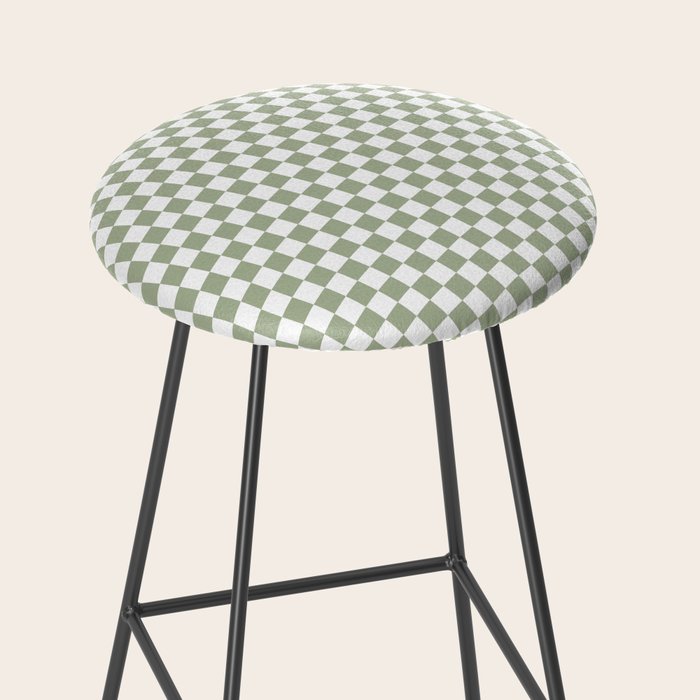 Miniature Check Pattern in Sage Green and White Stool Gallery Image 2