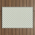 Miniature Check Pattern in Sage Green and White Outdoor Rug Gallery Image 1