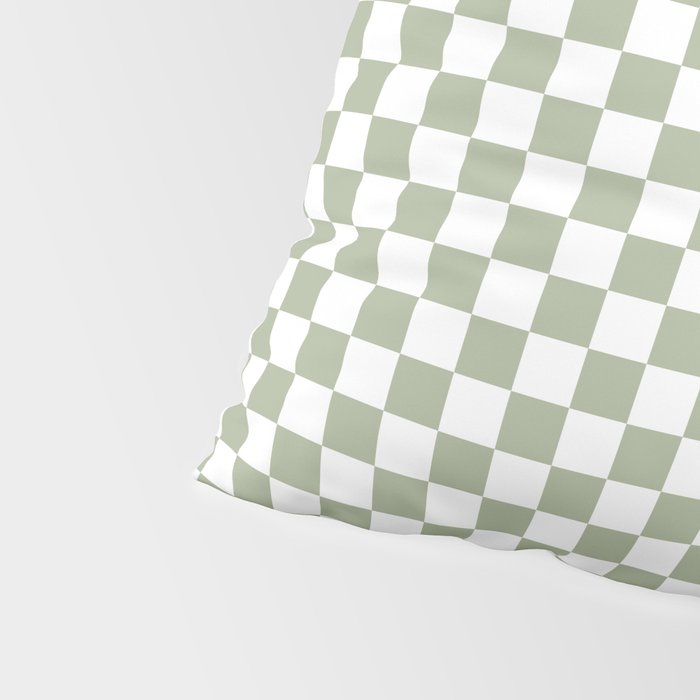 Miniature Check Pattern in Sage Green and White Pillow Sham Gallery Image 4