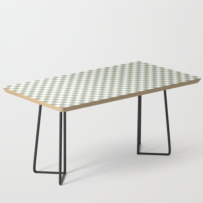 Miniature Check Pattern in Sage Green and White Coffee Table Gallery Image 1
