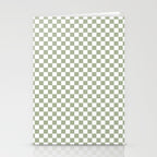 Miniature Check Pattern in Sage Green and White Stationery Card Gallery Image 2