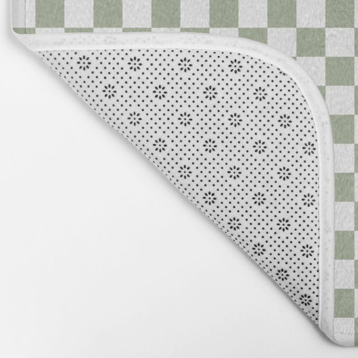 Miniature Check Pattern in Sage Green and White Bath Mat Gallery Image 2