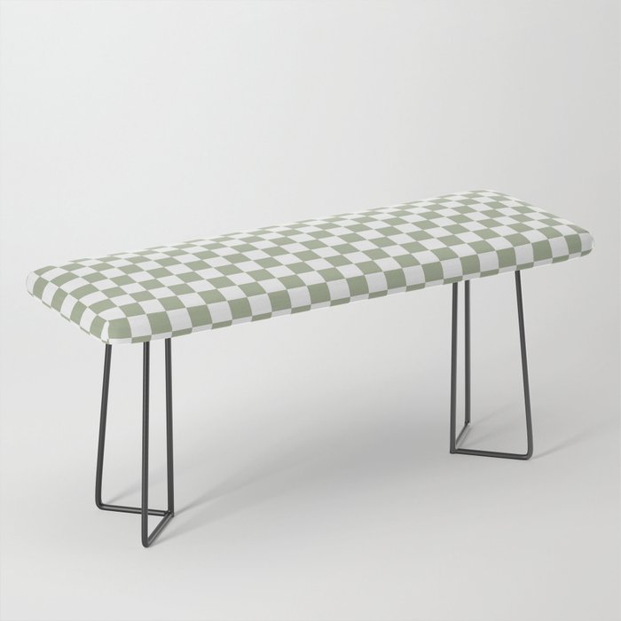 Miniature Check Pattern in Sage Green and White Bench Gallery Image 1