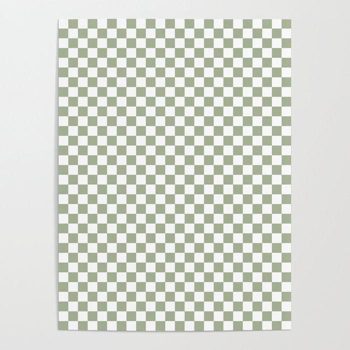 Miniature Check Pattern in Sage Green and White Poster Gallery Image 4