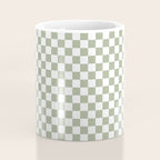 Miniature Check Pattern in Sage Green and White Coffee Mug Gallery Image 4