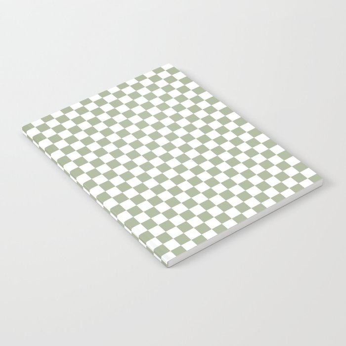 Miniature Check Pattern in Sage Green and White Notebook