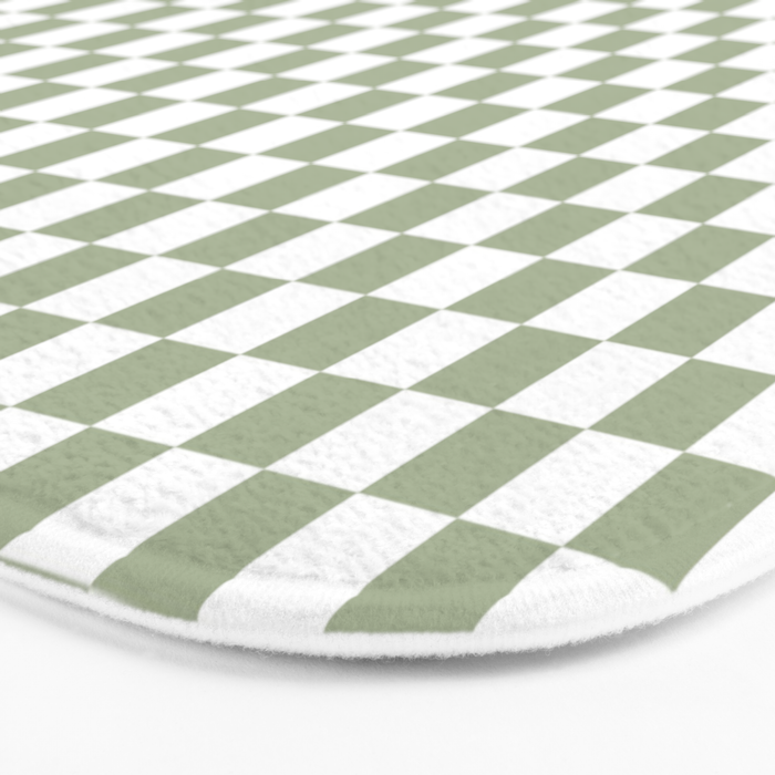 Miniature Check Pattern in Sage Green and White Bath Mat Gallery Image 3