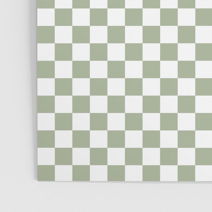 Miniature Check Pattern in Sage Green and White Poster Gallery Image 3