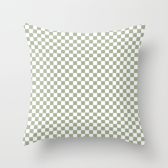 Miniature Check Pattern in Sage Green and White Throw Pillow Gallery Image 6