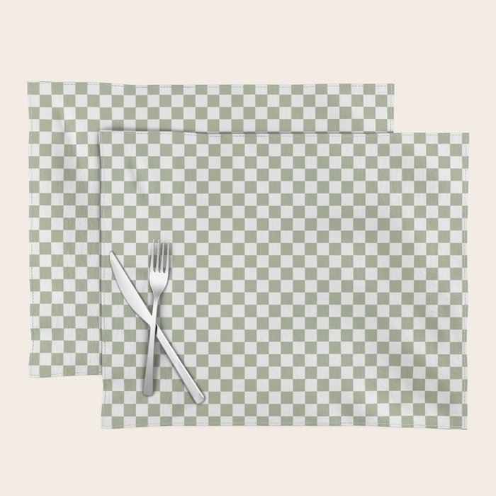 Miniature Check Pattern in Sage Green and White Placemat Gallery Image 1