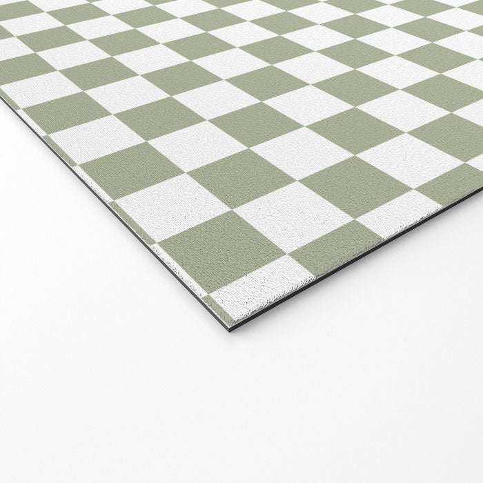 Miniature Check Pattern in Sage Green and White Welcome Mat Gallery Image 2