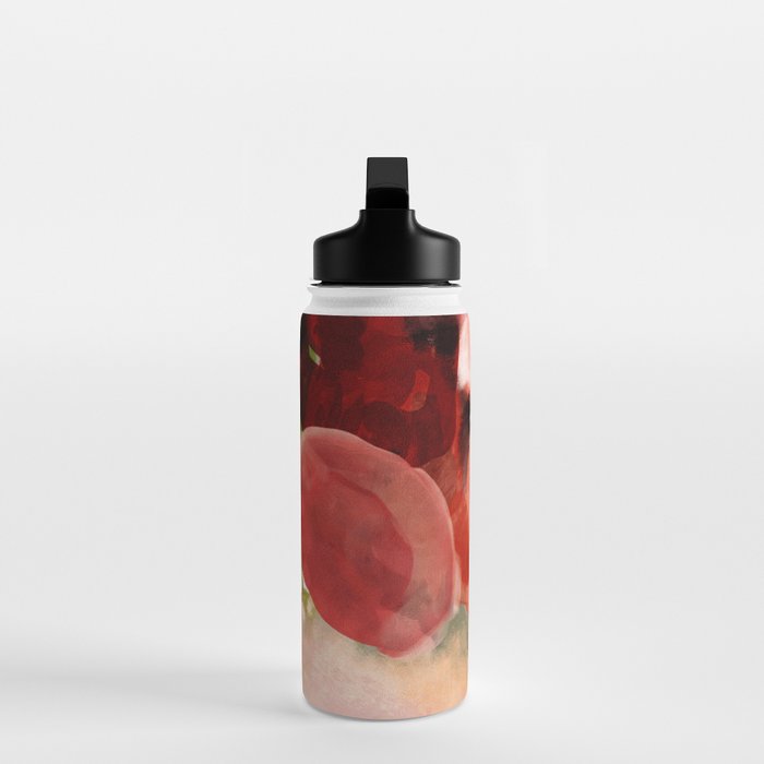 pink summer roses 2 triptych abstract Water Bottle Gallery Image 3