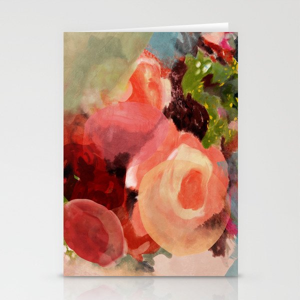 pink summer roses 2 triptych abstract Stationery Card Gallery Image 1