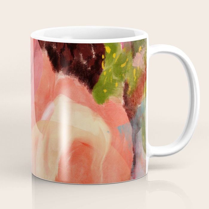 pink summer roses 2 triptych abstract Coffee Mug Gallery Image 1