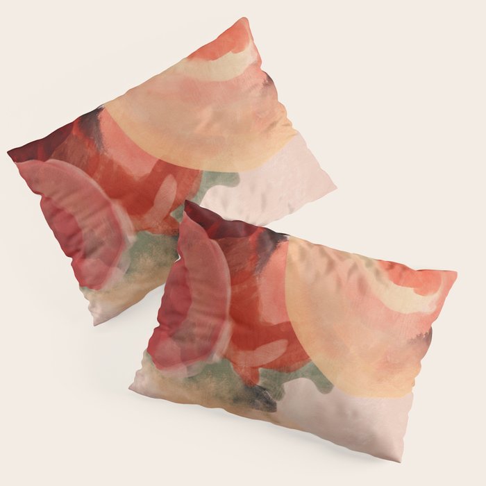 pink summer roses 2 triptych abstract Pillow Sham Gallery Image 1
