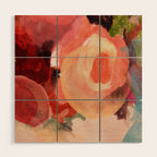 pink summer roses 2 triptych abstract Wood Wall Art Gallery Image 1