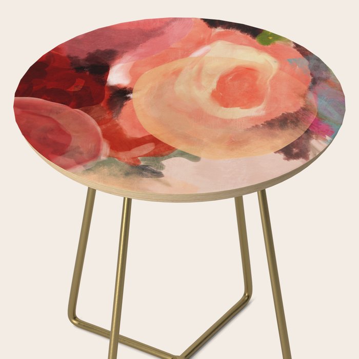 pink summer roses 2 triptych abstract Side Table Gallery Image 2