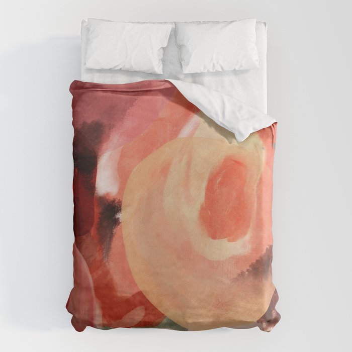 pink summer roses 2 triptych abstract Duvet Cover Gallery Image 6