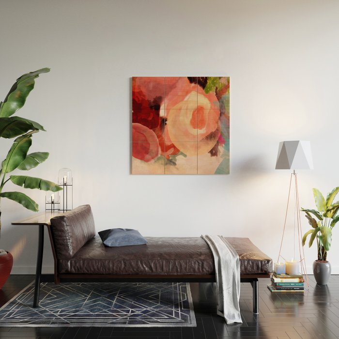 pink summer roses 2 triptych abstract Wood Wall Art Gallery Image 2