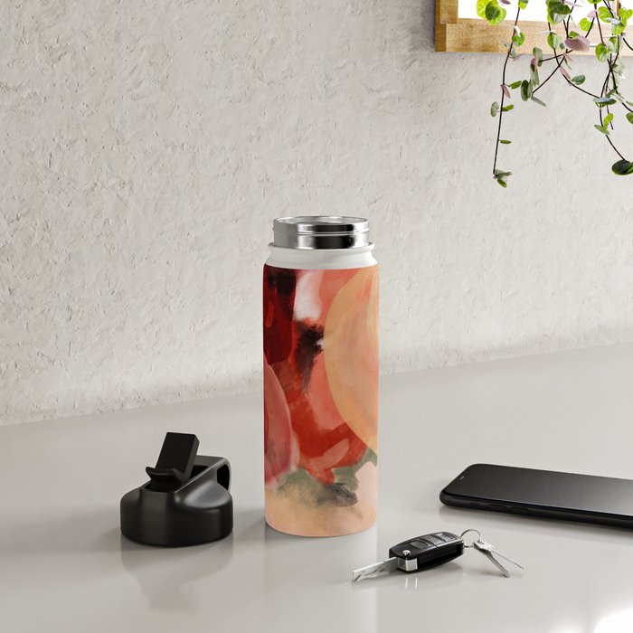 pink summer roses 2 triptych abstract Water Bottle Gallery Image 4