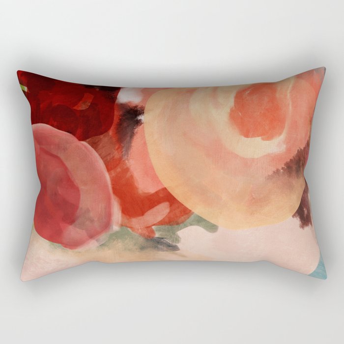 pink summer roses 2 triptych abstract Rectangular Pillow Gallery Image 2