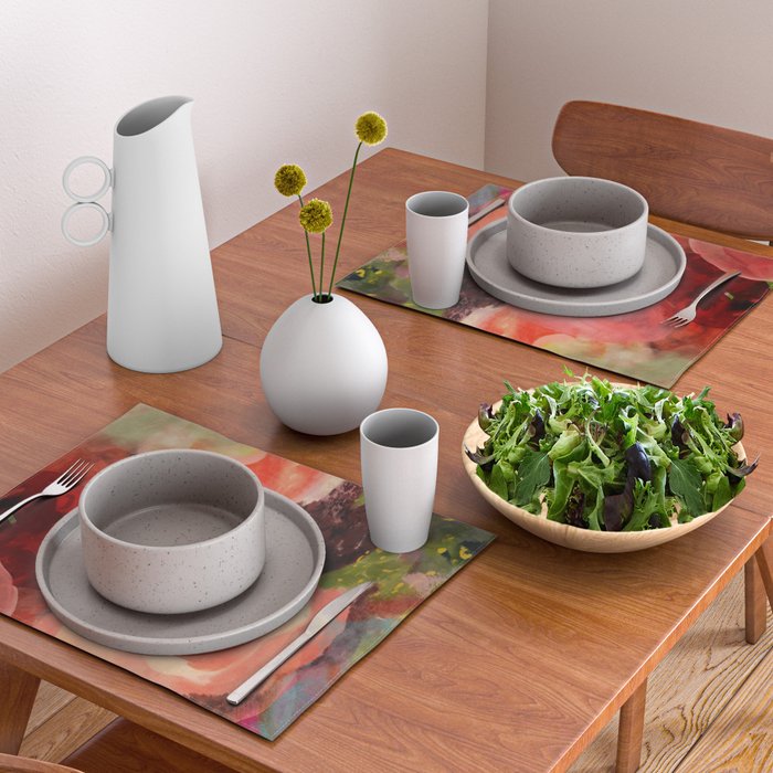 pink summer roses 2 triptych abstract Placemat Gallery Image 2