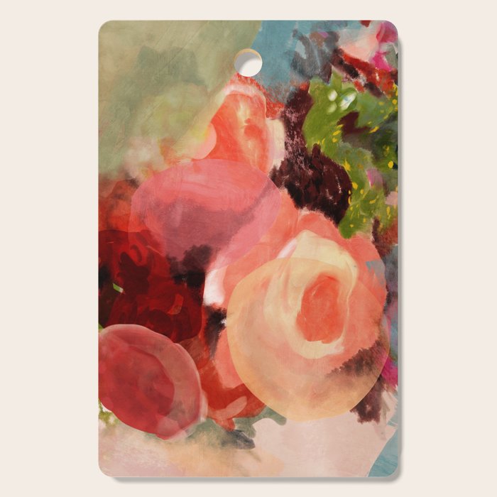 pink summer roses 2 triptych abstract Cutting Board Gallery Image 1