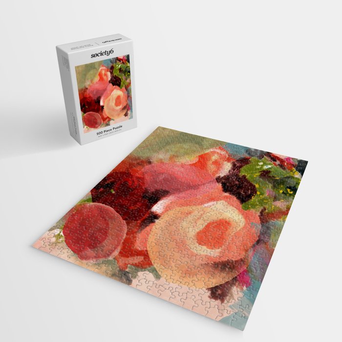 pink summer roses 2 triptych abstract Jigsaw Puzzle Gallery Image 2