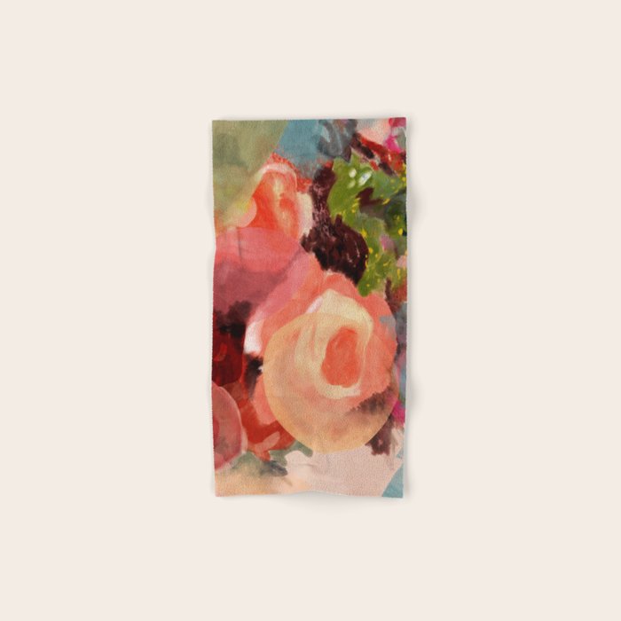 pink summer roses 2 triptych abstract Bath Towel Gallery Image 1