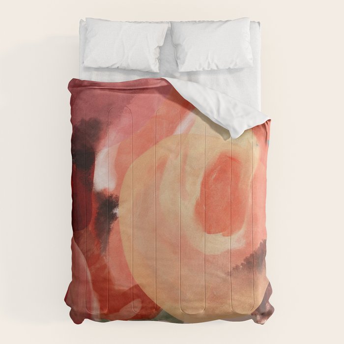 pink summer roses 2 triptych abstract Comforter Gallery Image 6