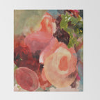 pink summer roses 2 triptych abstract Throw Blanket Gallery Image 2