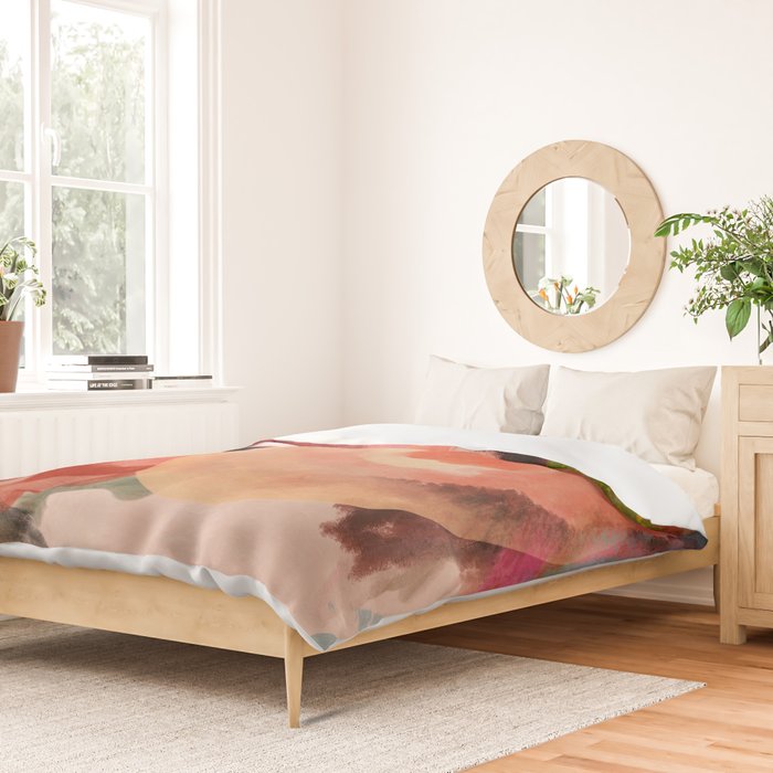 pink summer roses 2 triptych abstract Duvet Cover Gallery Image 2