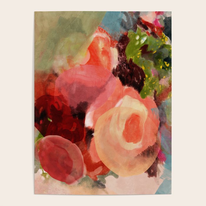 pink summer roses 2 triptych abstract Poster Gallery Image 4