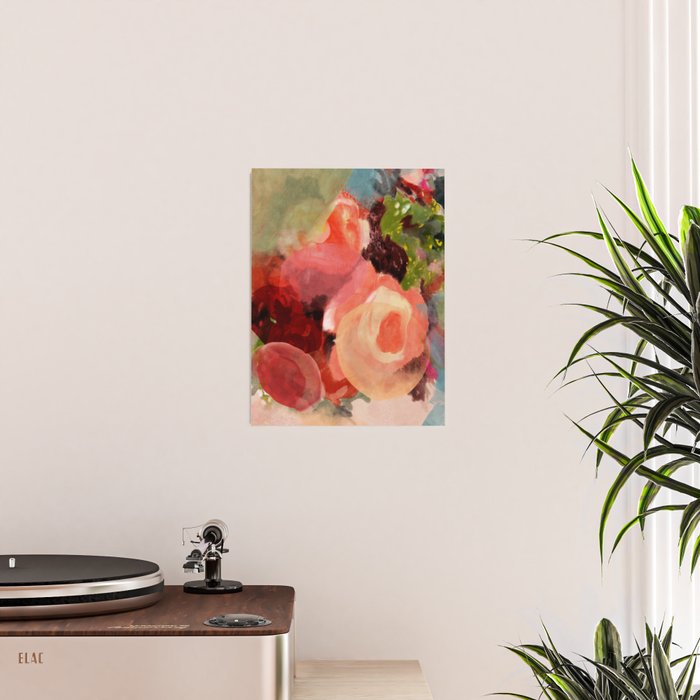 pink summer roses 2 triptych abstract Poster Gallery Image 2