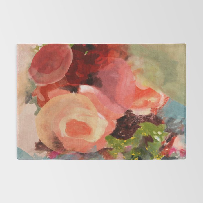 pink summer roses 2 triptych abstract Rug Gallery Image 2