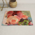 pink summer roses 2 triptych abstract Rug Gallery Image 1
