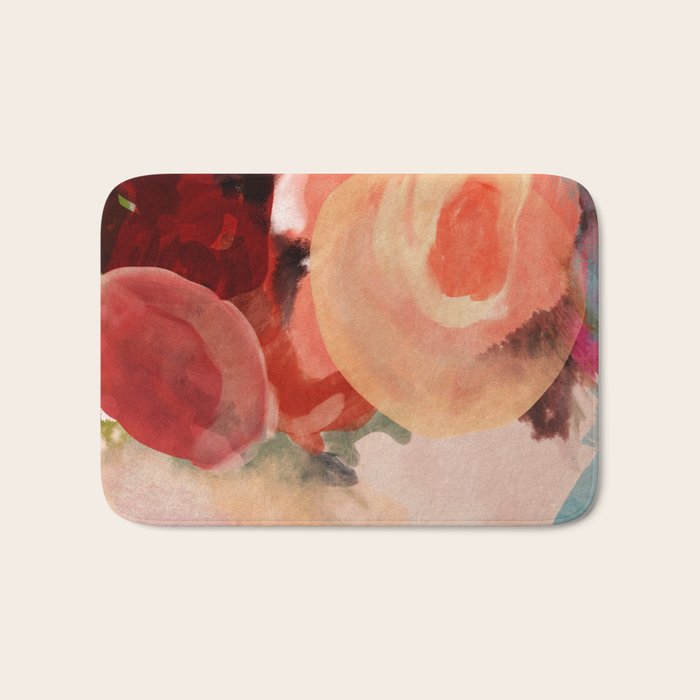 pink summer roses 2 triptych abstract Bath Mat Gallery Image 1