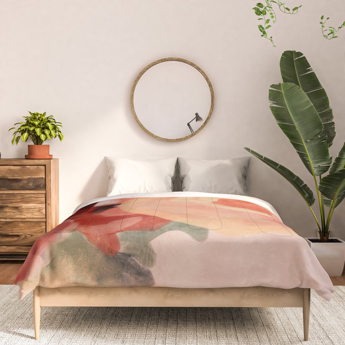 pink summer roses 2 triptych abstract Comforter Gallery Image 3