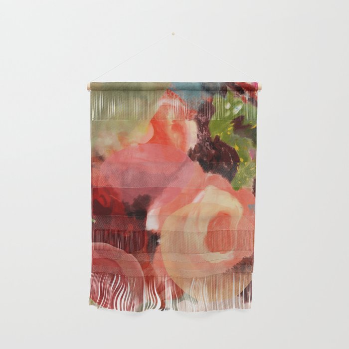 pink summer roses 2 triptych abstract Wall Hanging Gallery Image 1