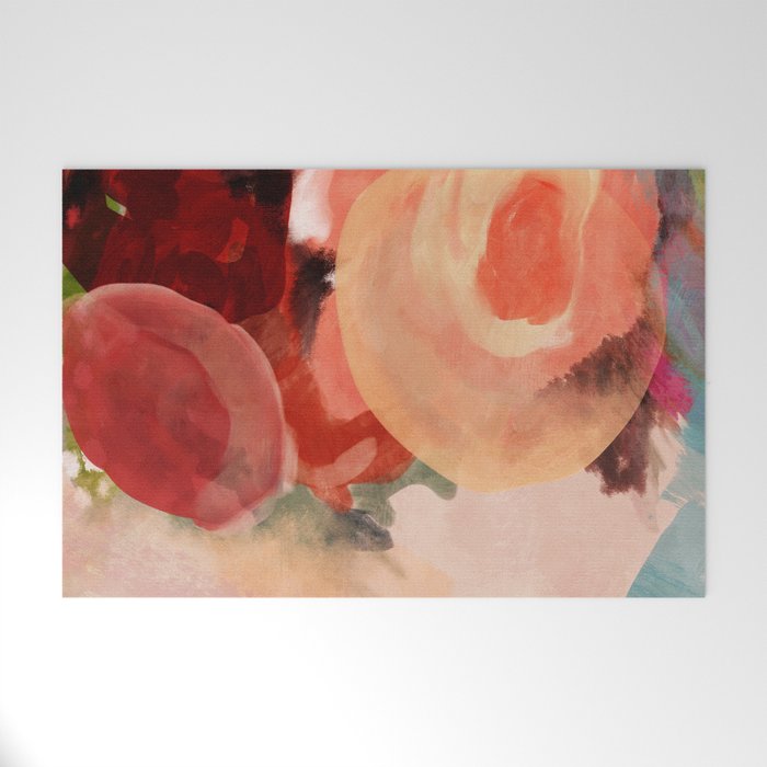 pink summer roses 2 triptych abstract Welcome Mat Gallery Image 1