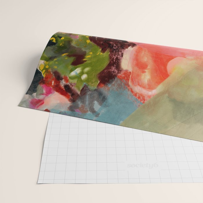 pink summer roses 2 triptych abstract Wrapping Paper Gallery Image 2