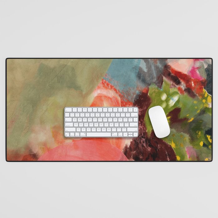 pink summer roses 2 triptych abstract Desk Mat Gallery Image 1